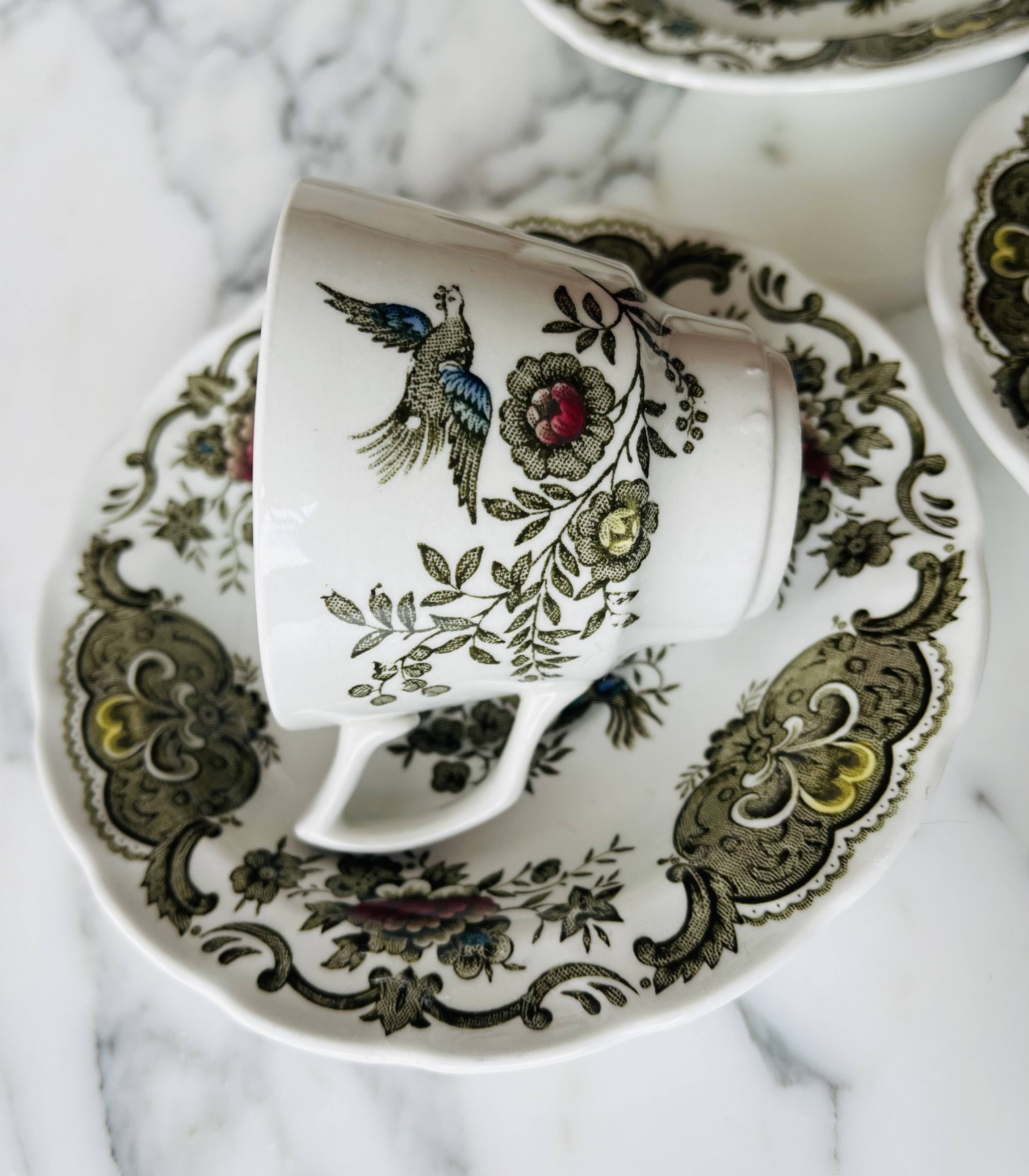 6 Ridgway Staffordshire Windsor teacups and saucers