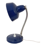 Flexible bedside lamp in blue lacquered sheet metal and stainless steel, 70s.