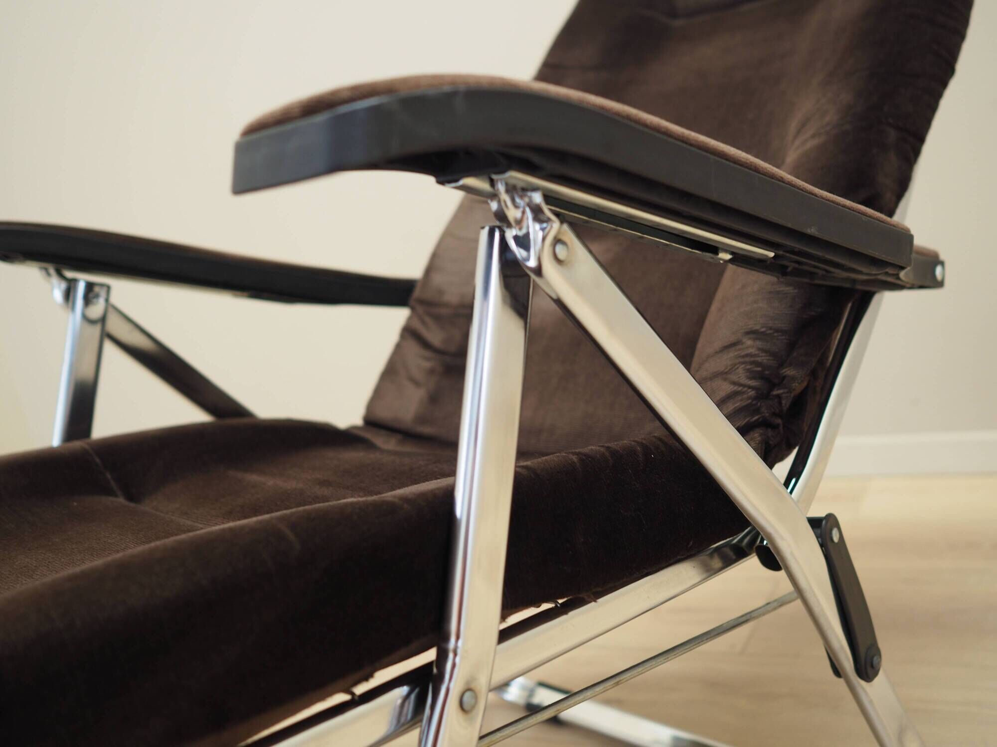 Brown velour armchair, Danish design, 1970s, production: Denmark