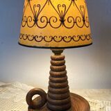 Antique turned wood lamp