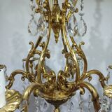 6-light bronze and crystal cage chandelier