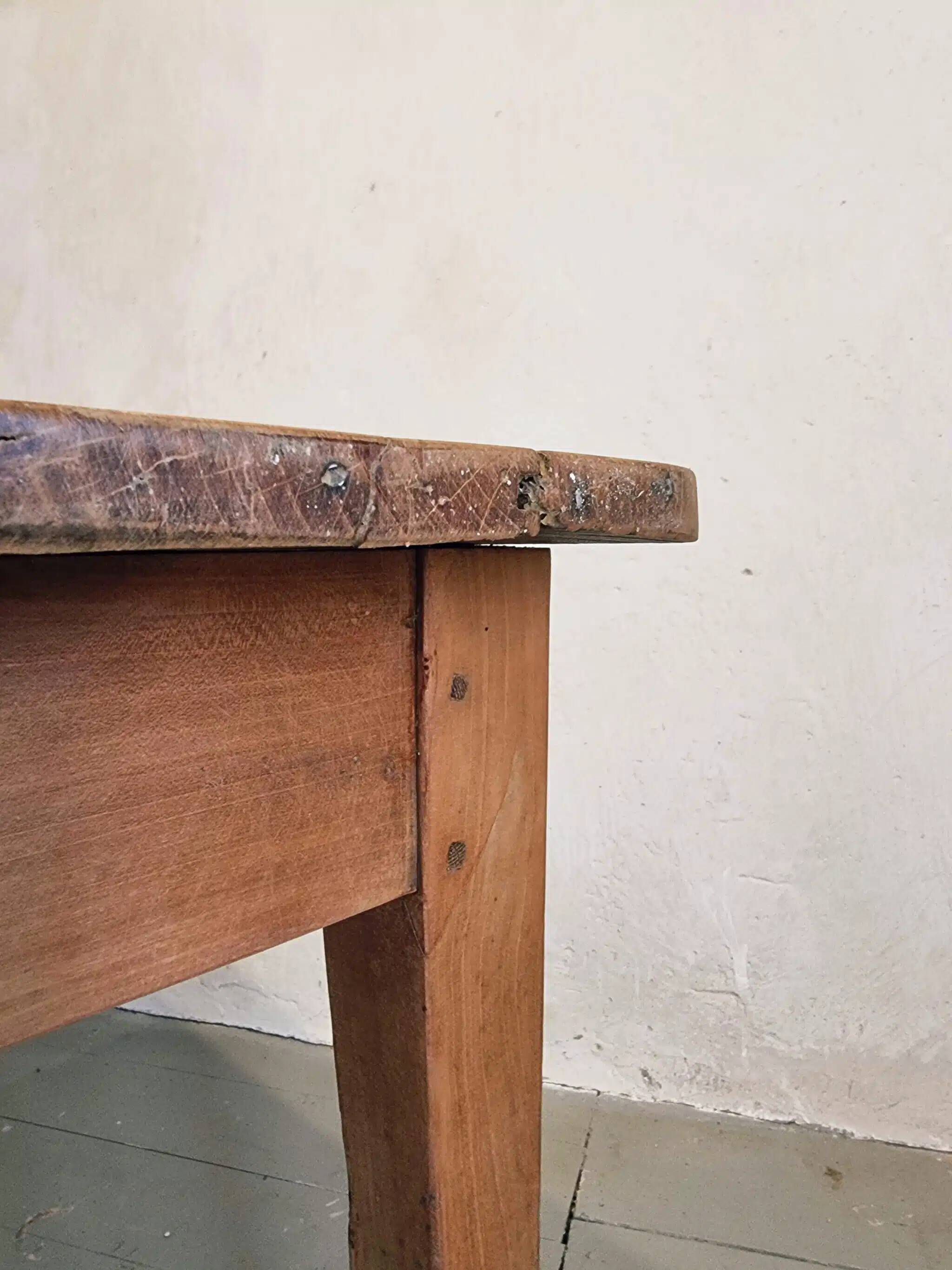 Antique French cherry wood dining table, early 20th century