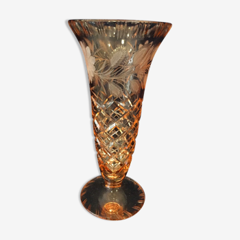Vase cornet de couleur saumon années 1930 1940