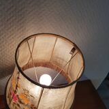 Abat-jour/lampe de chevet en bois et  peau de chèvre
