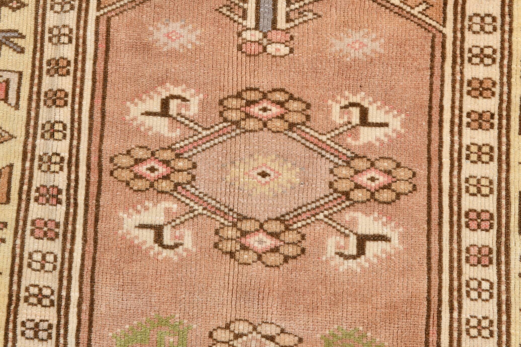 4x7 Cream & Brown Turkish Vintage Rug 120x211Cm SK 22198