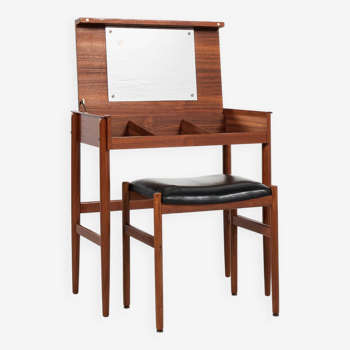 Midcentury Danish dressing table in teak by Dyrlund with ottoman by Spøttrup 1960s