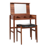 Midcentury Danish dressing table in teak by Dyrlund with ottoman by Spøttrup 1960s