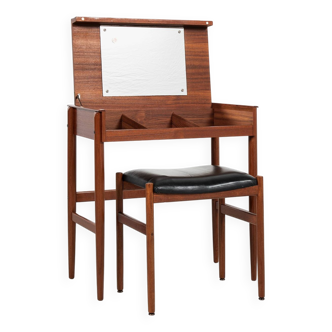 Midcentury Danish dressing table in teak by Dyrlund with ottoman by Spøttrup 1960s