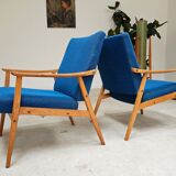 Pair of blue armchairs by Jiri Jiroutek for Interier Praha, 1960