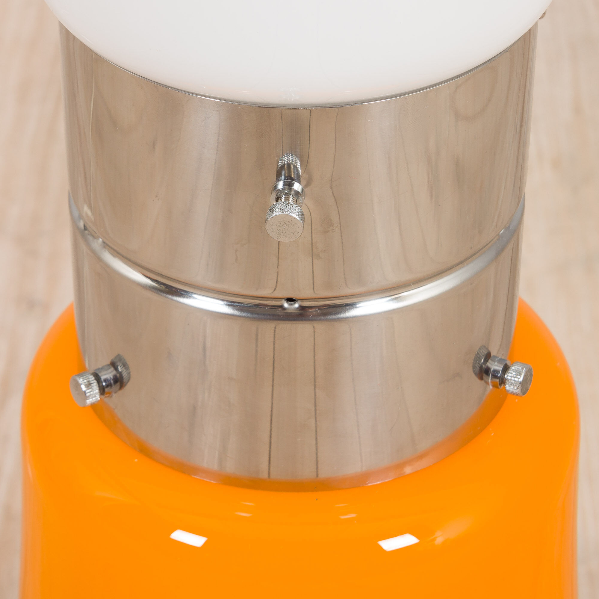 Brillo floor lamp by Carlo Nason for Mazzega in white and orange Murano glass
