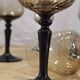 11 vintage black foot smoked twisted water glasses