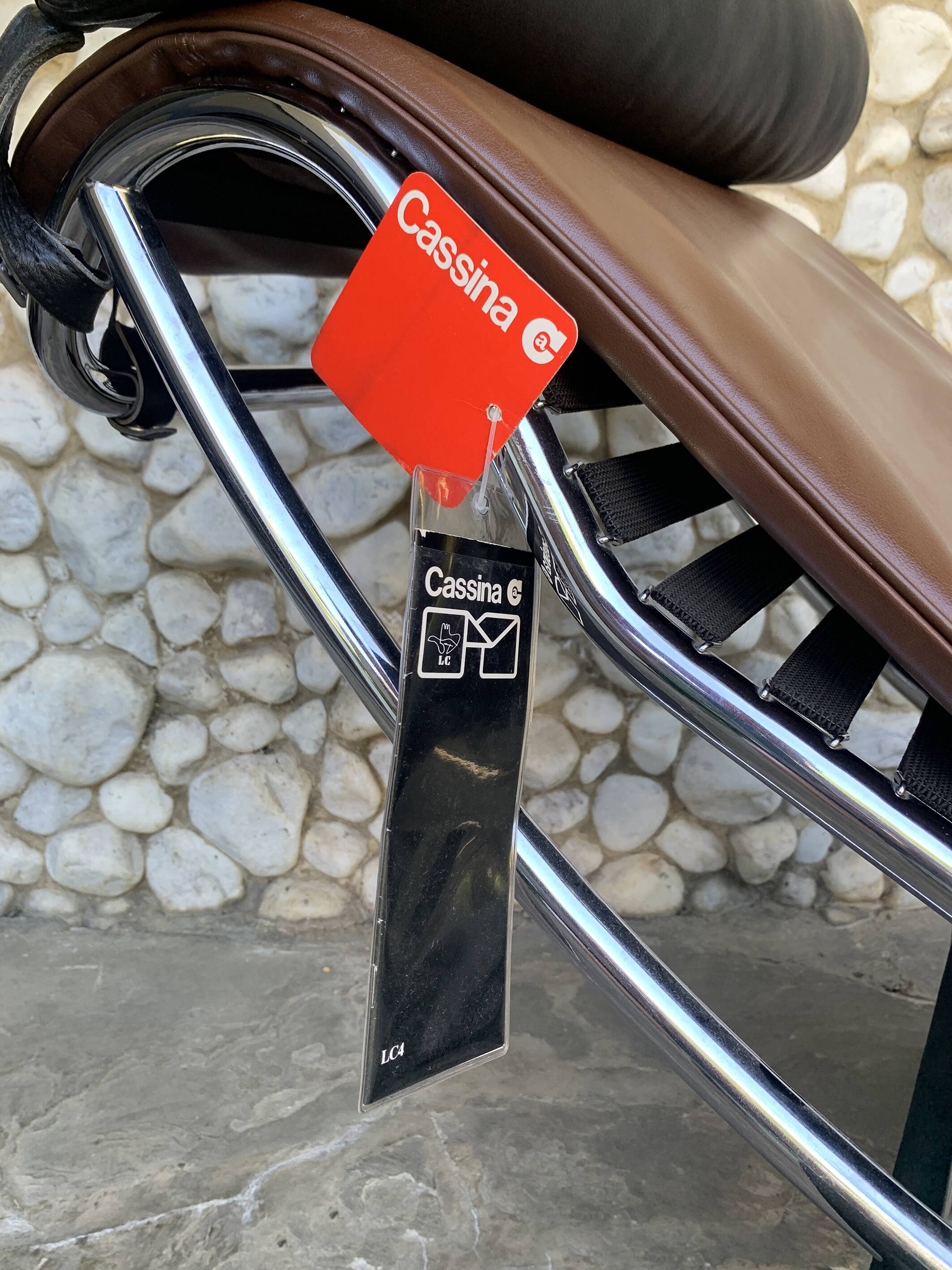 LC4 brown leather by Le Corbusier, Jeanneret & Perriand, Cassina, 1980