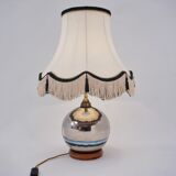 Lampe de table antique en verre mercure, galion et navire, soufflé à la main, années 1920, anglais, recâblé