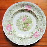 Faience plate of Creil Montereau XIXth green and pink decoration