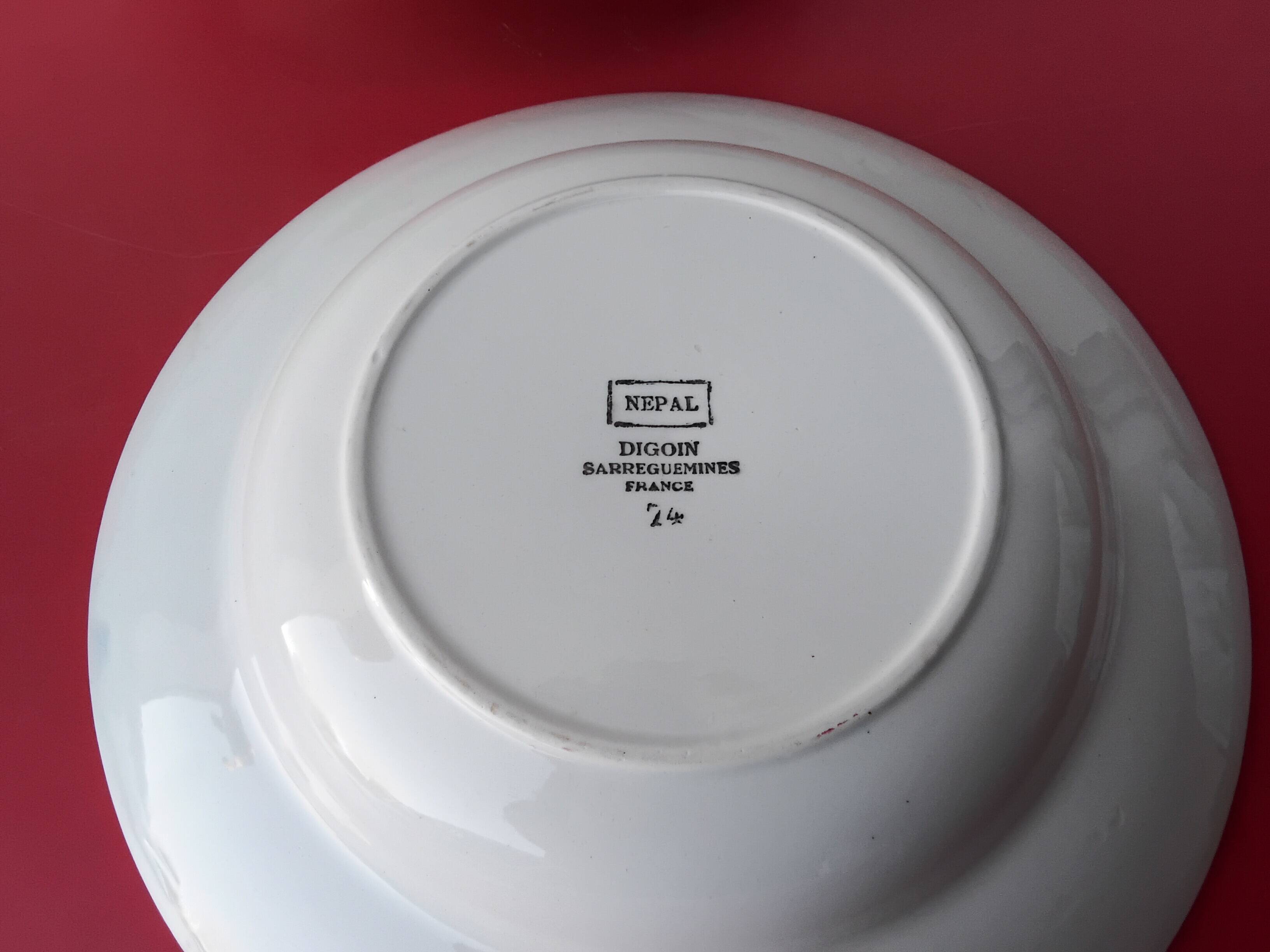 Set of six mismatched antique soup plates