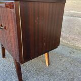 Bedside night table design 1960 vintage Scandinavian feet compass