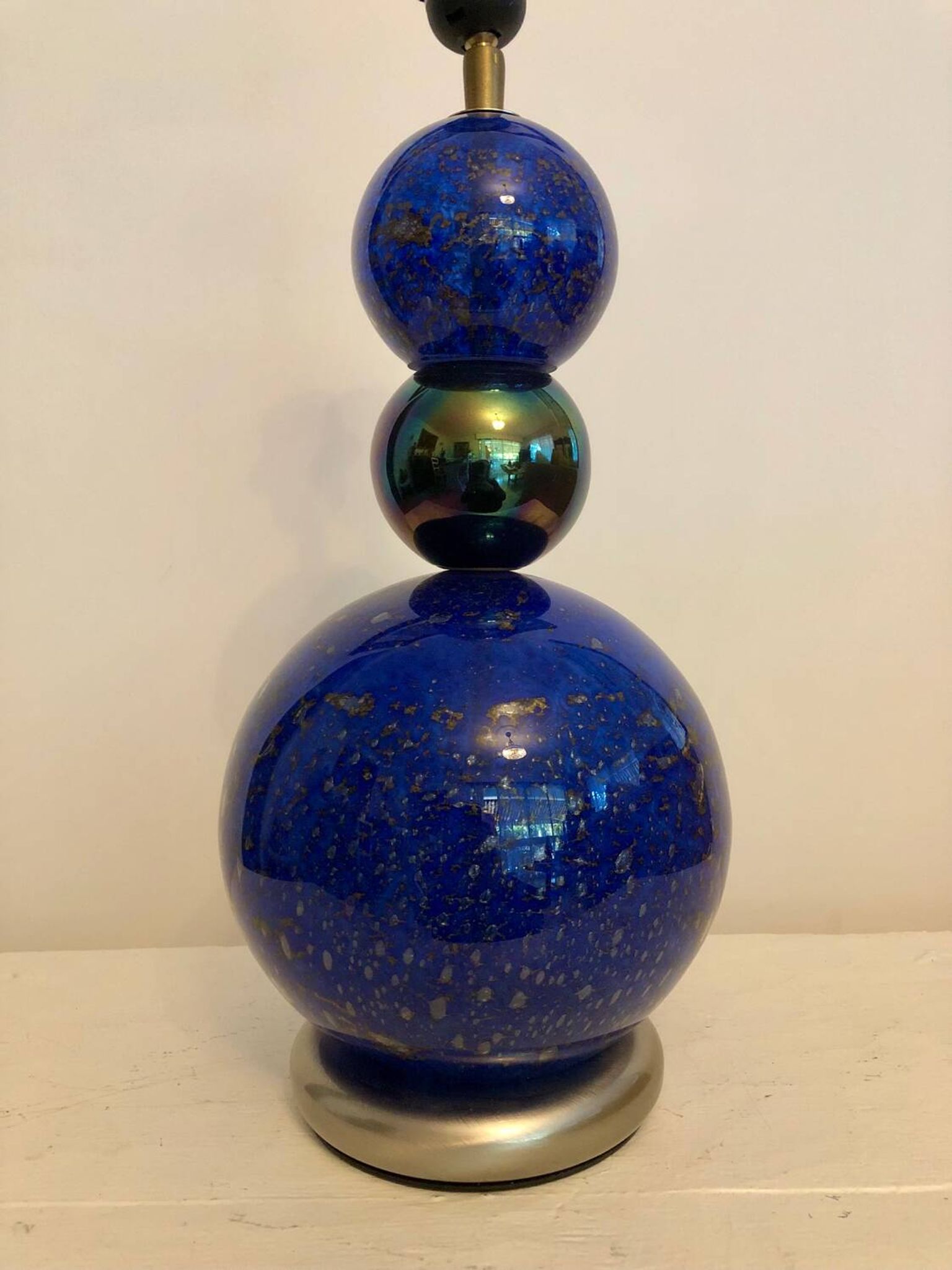 Vintage blue and gold blown glass lamp from the 80s/90s