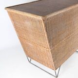 Wicker and iron bar with 2 stools
