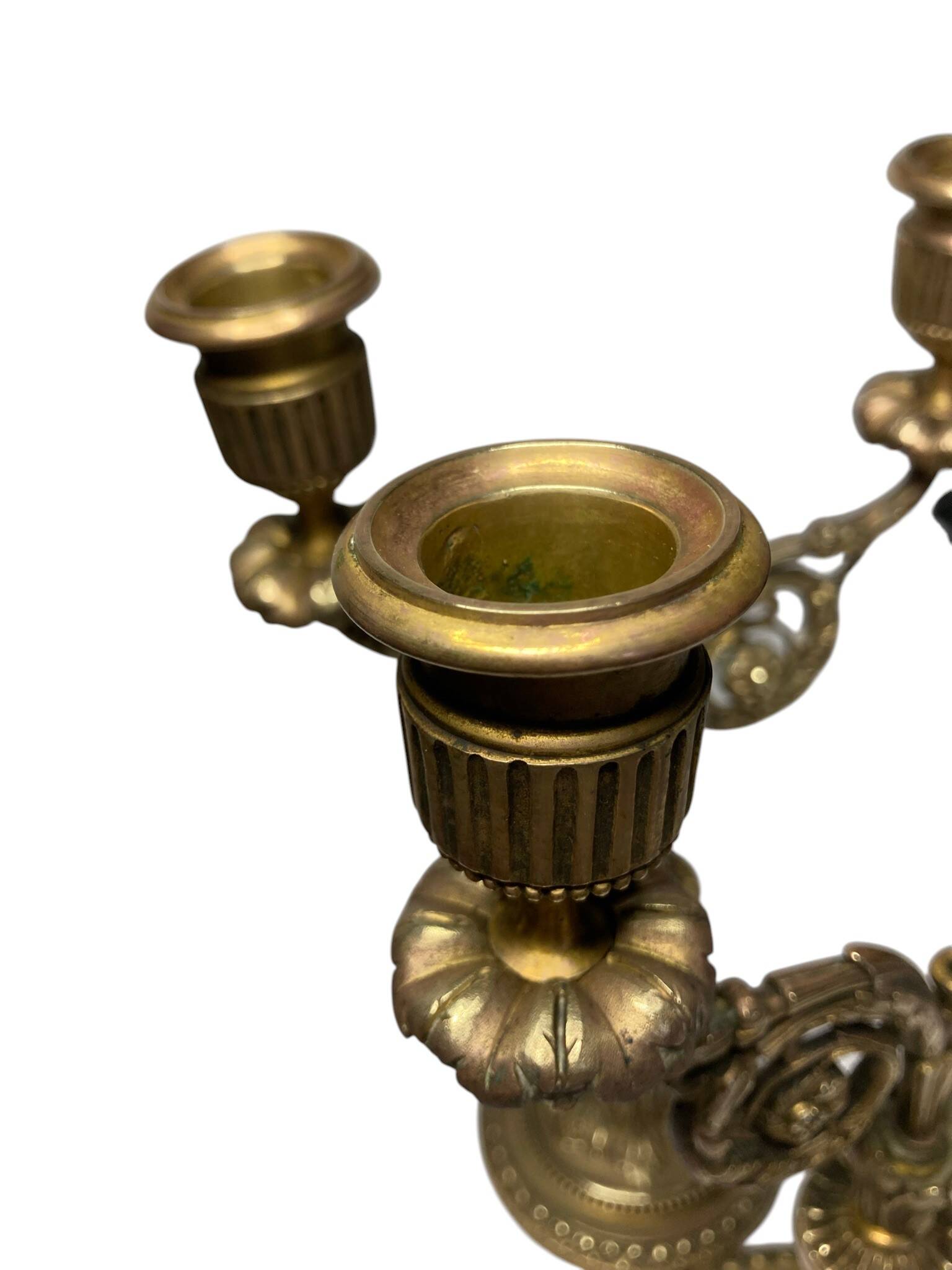Pair of two-light candelabra in bronze, Napoleon III, late 19th century.