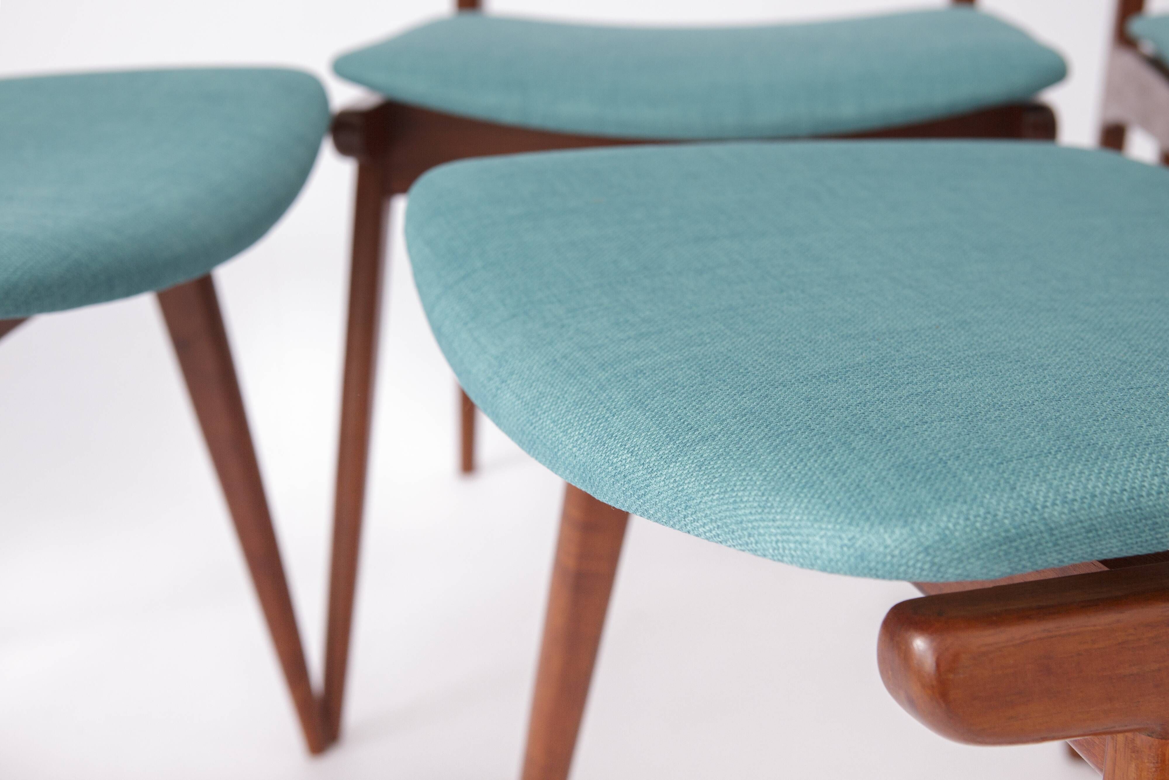 Set of 4 Habeo “Boomerang” Teak Dining Chairs, 1960s Germany | Mid-Century