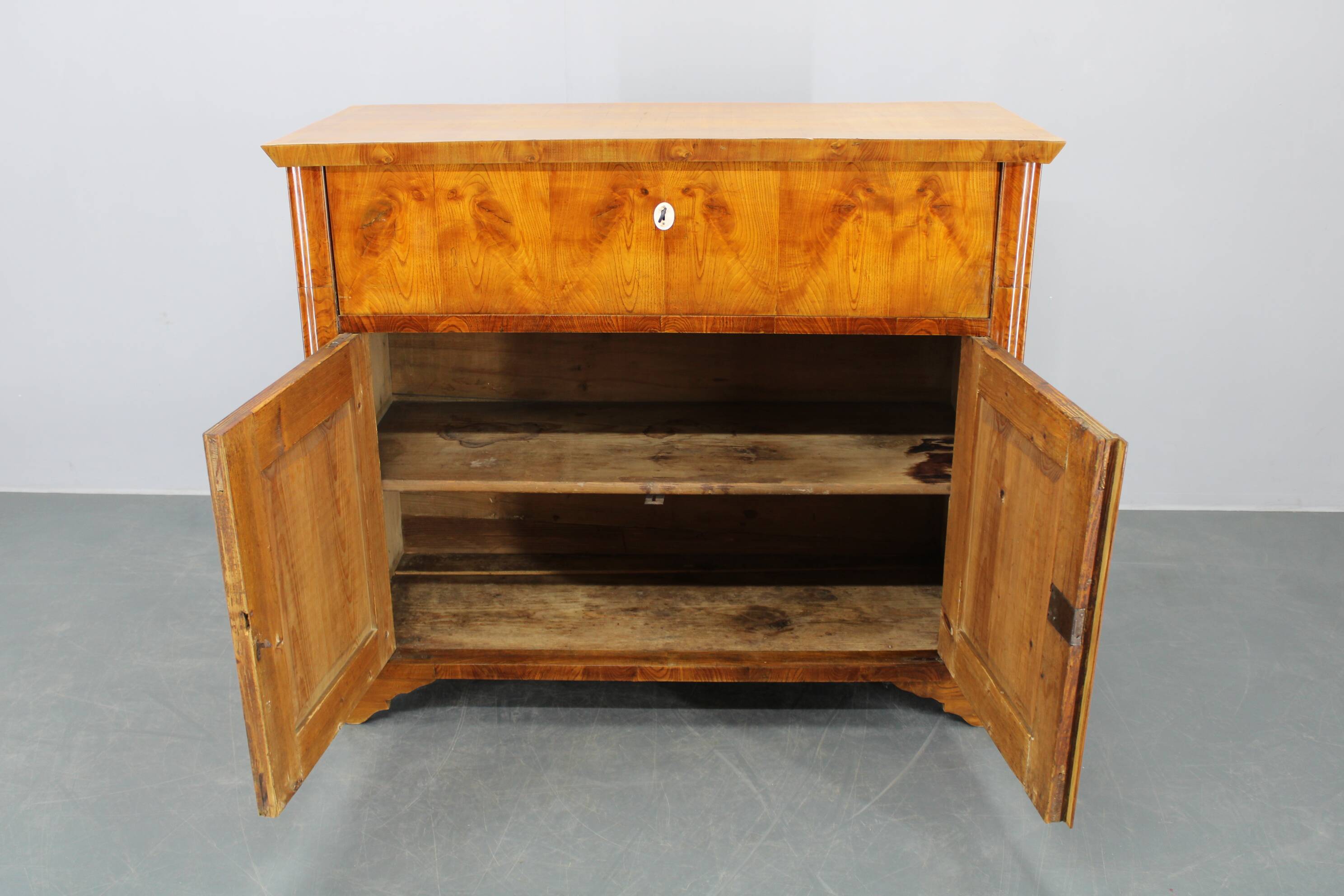 1930s Antique Cabinet with Writing Area in Walnut Finish ,Czechoslovakia