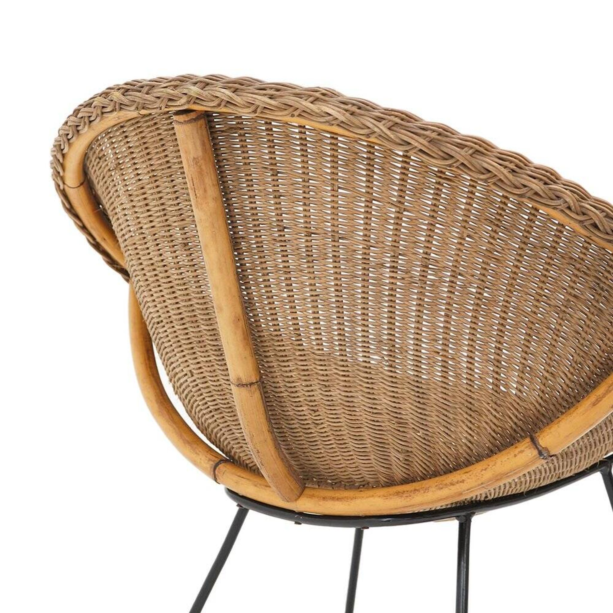 Fauteuil en rotin tressé, années 1950