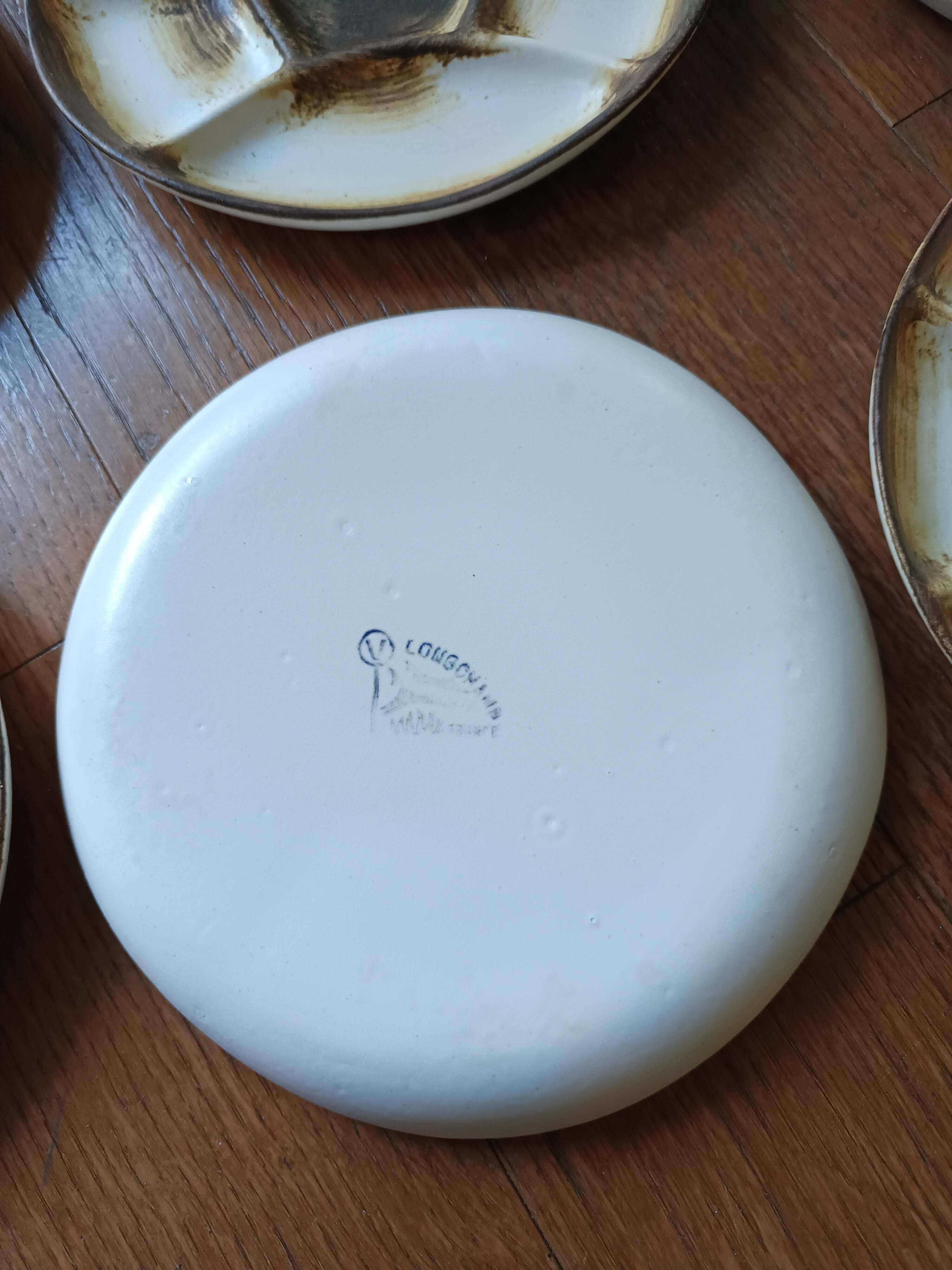 6 stoneware fondue plates by Longchamp