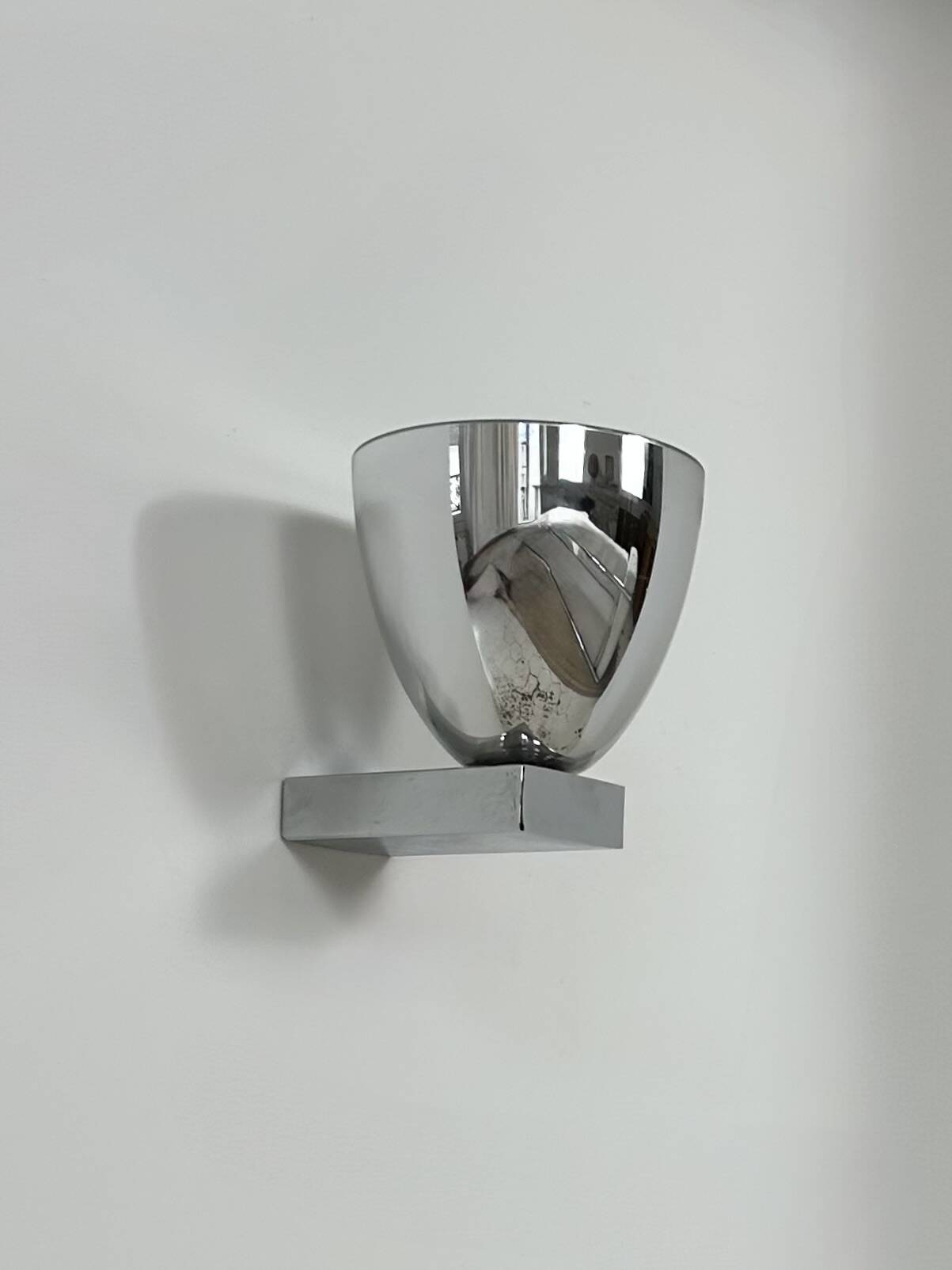 Vintage wall light, chrome and glass, France, 1970.