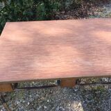 Vintage modernist table with metal tubular base