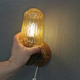 A ceramic wall lamp with a hard-pressed glass shade, Axella Denmark 1970s