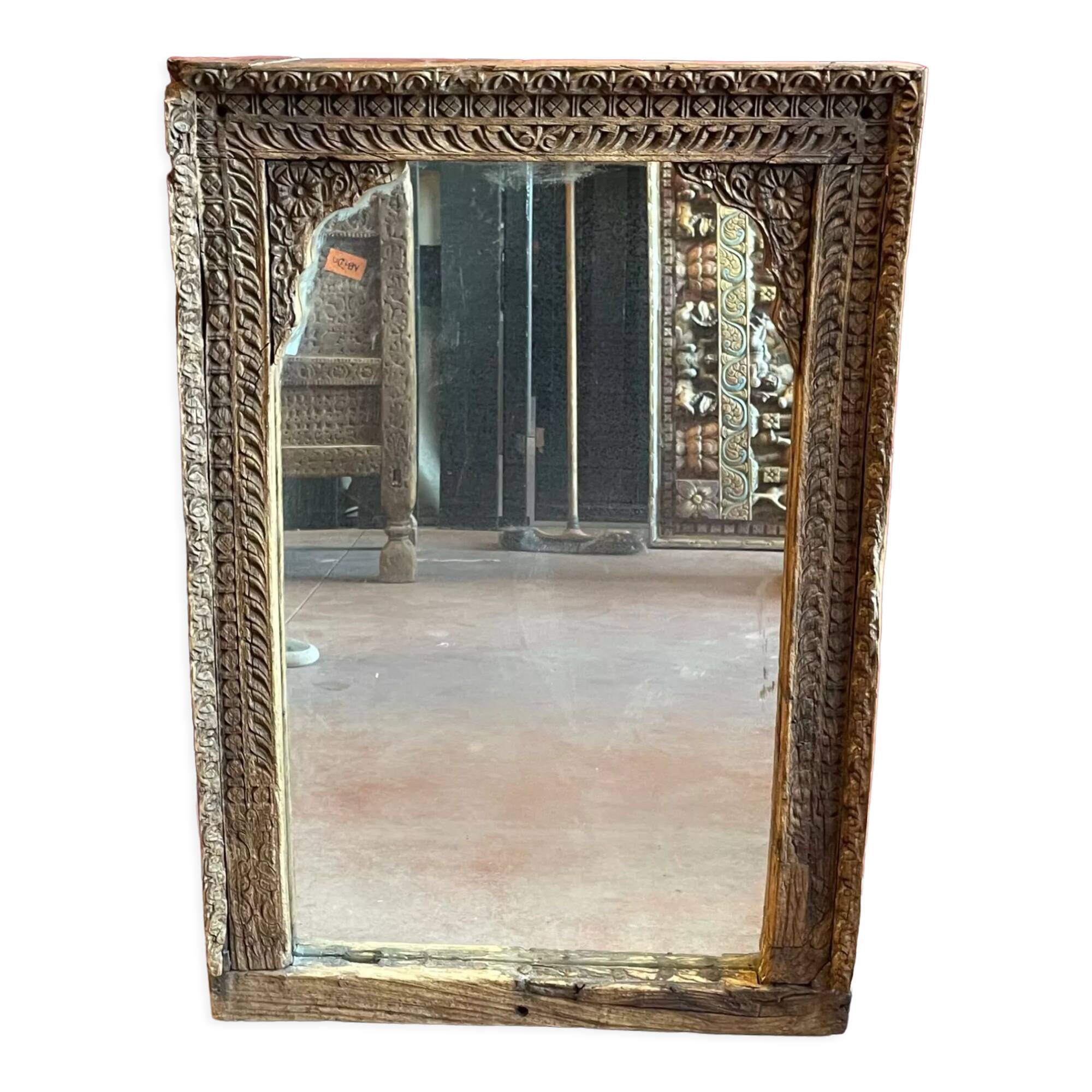 Miroir en bois de Teck 18éme, Inde Rajasthan