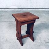 Amsterdam School Design Oak Handle Stool, Netherlands, 1920s