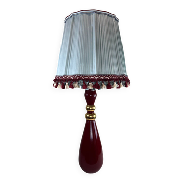 Grande lampe vintage en céramique rouge signée Drimmer – abat-jour pl