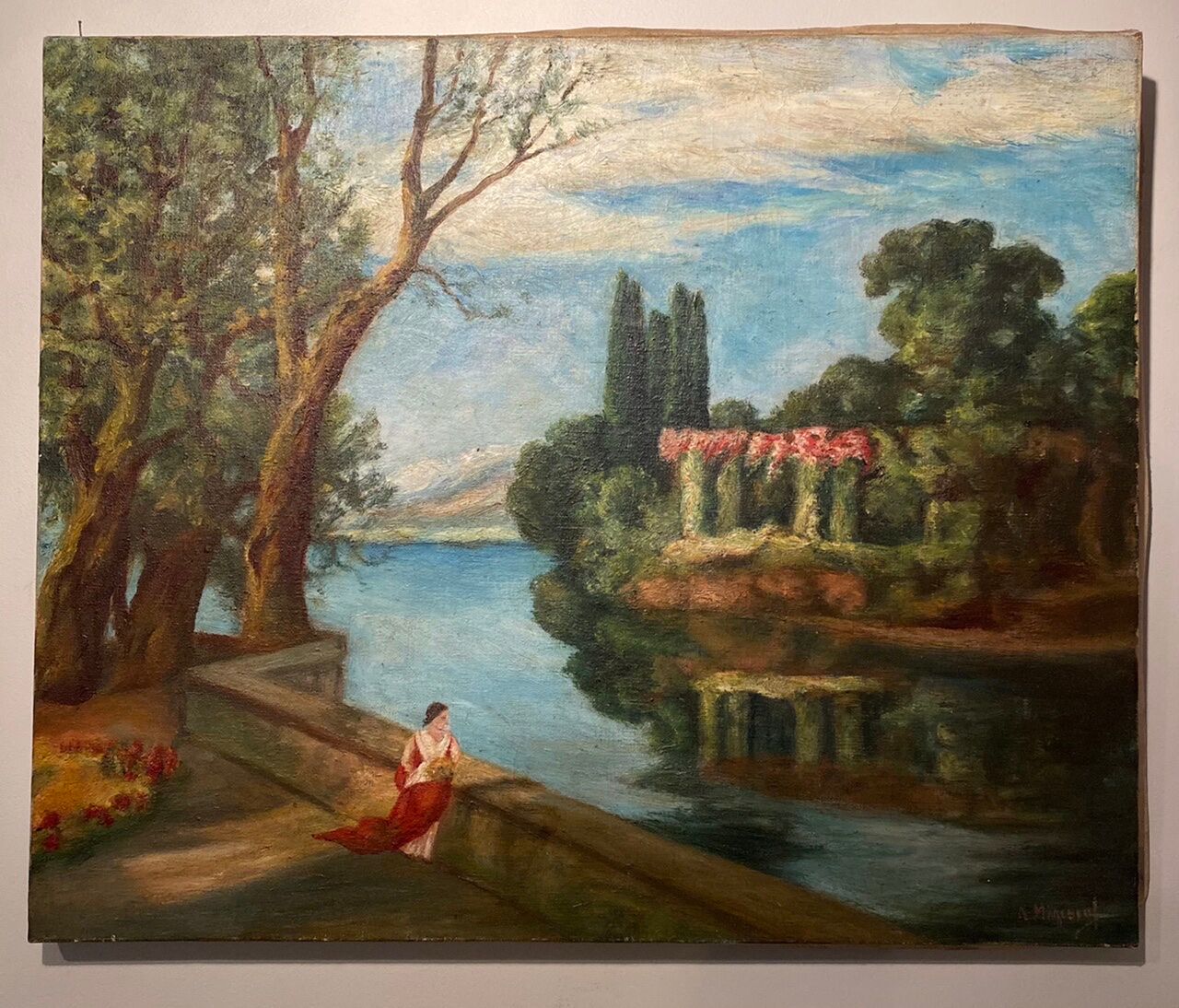 Old painting, landscape, signed, early XX century