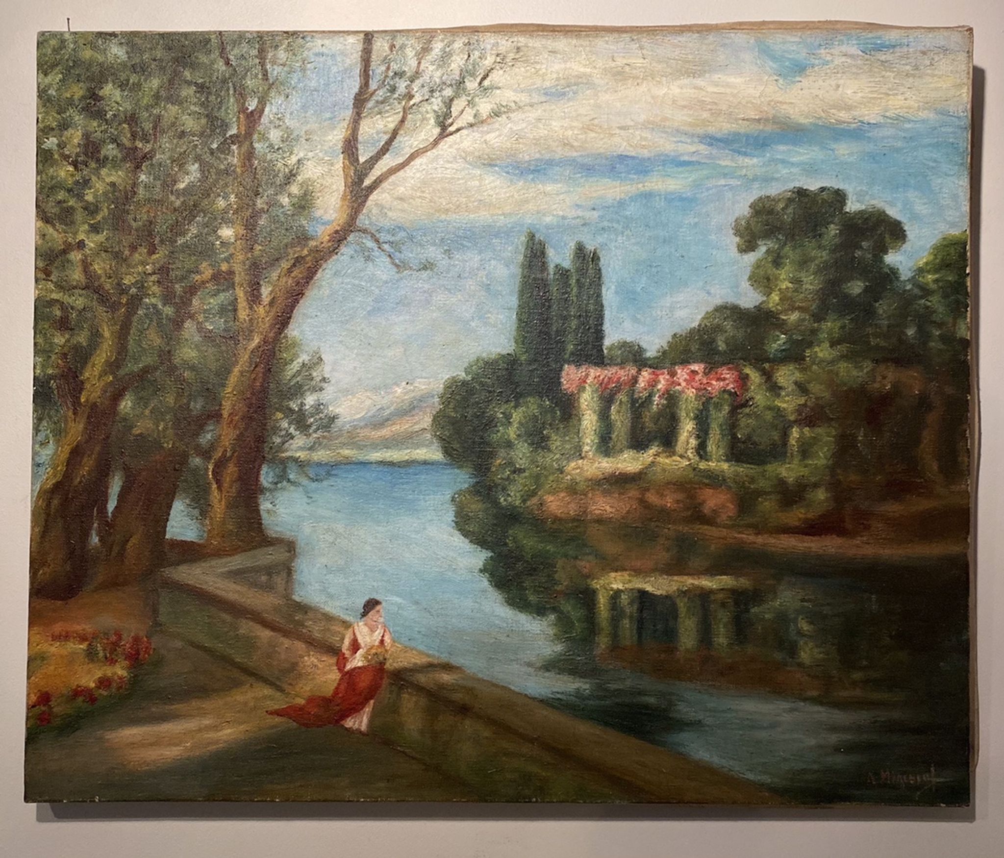 Tableau ancien, paysage, signé, début XX siècle