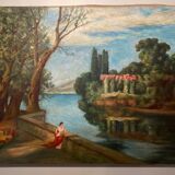 Tableau ancien, paysage, signé, début XX siècle