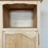 Renovated antique wardrobe – natural wood & sage green interior