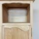 Renovated antique wardrobe – natural wood & sage green interior