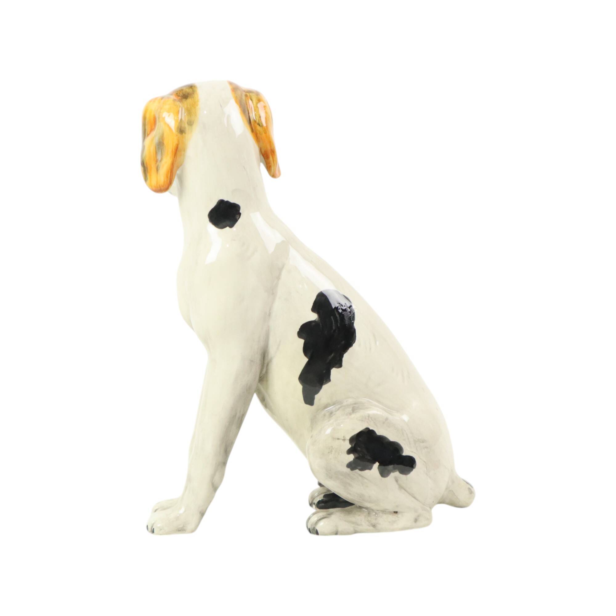 Statue de Chien Vintage Sculpture Craquelé Céramique Italie 31cm