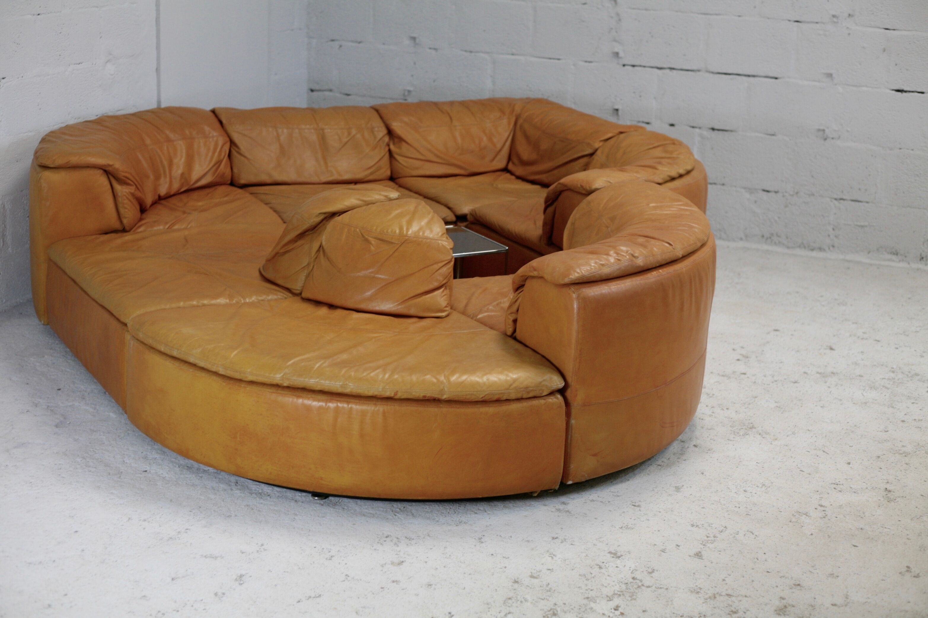 Leather modular sofa, 7 elements, 70s