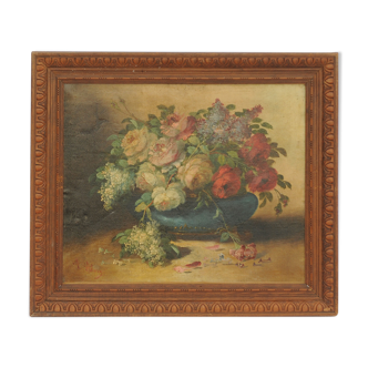 Huile sur toile Bouquet de fleurs  par M. Abary