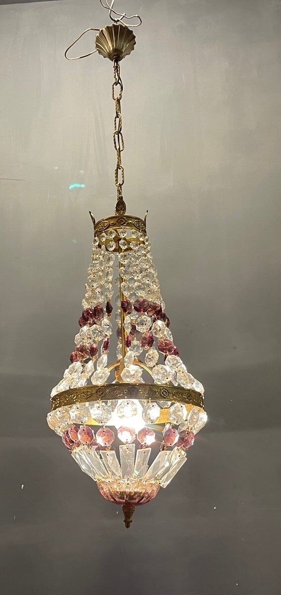 Italian Crystal Basket Chandelier