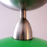 Pendant light space age green vintage metal and glass