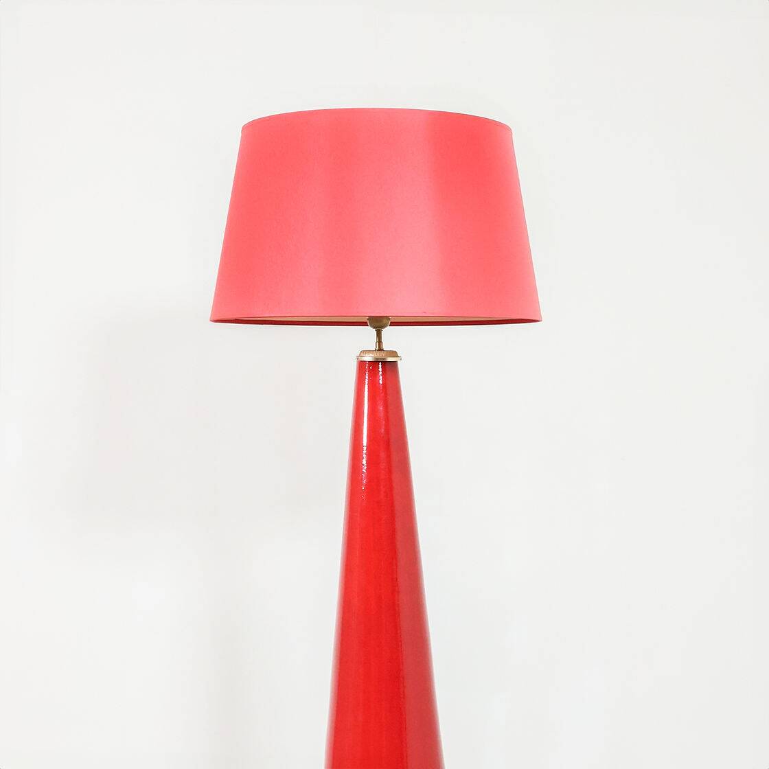 Lampadaire vintage en céramique rouge