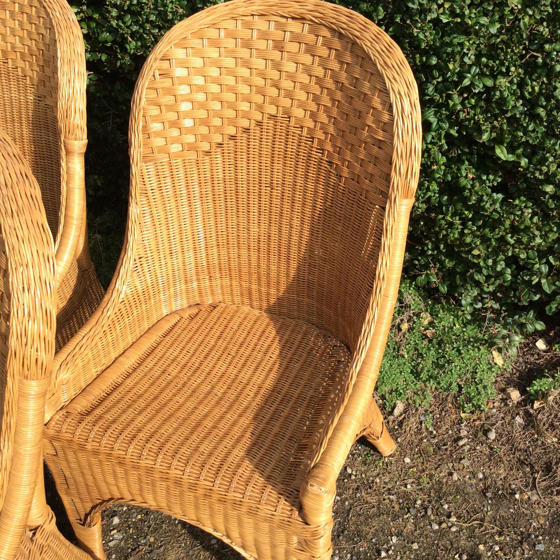 Vintage rattan set dining table and its 6 chairs