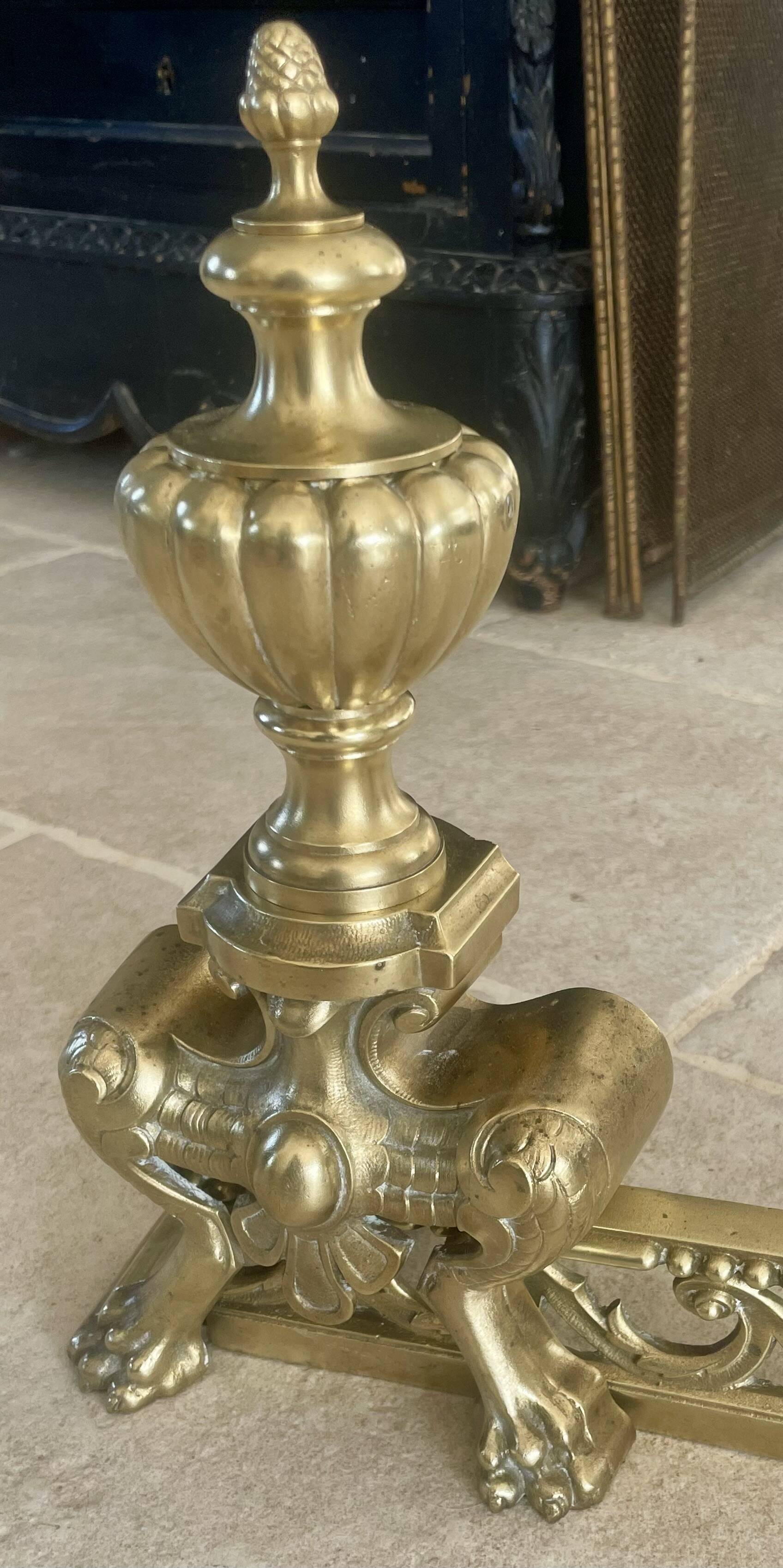 19th-century brass fireplace threshold bar