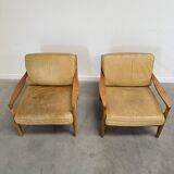 Ensemble de fauteuils en cuir des années 1960 par Knoll
