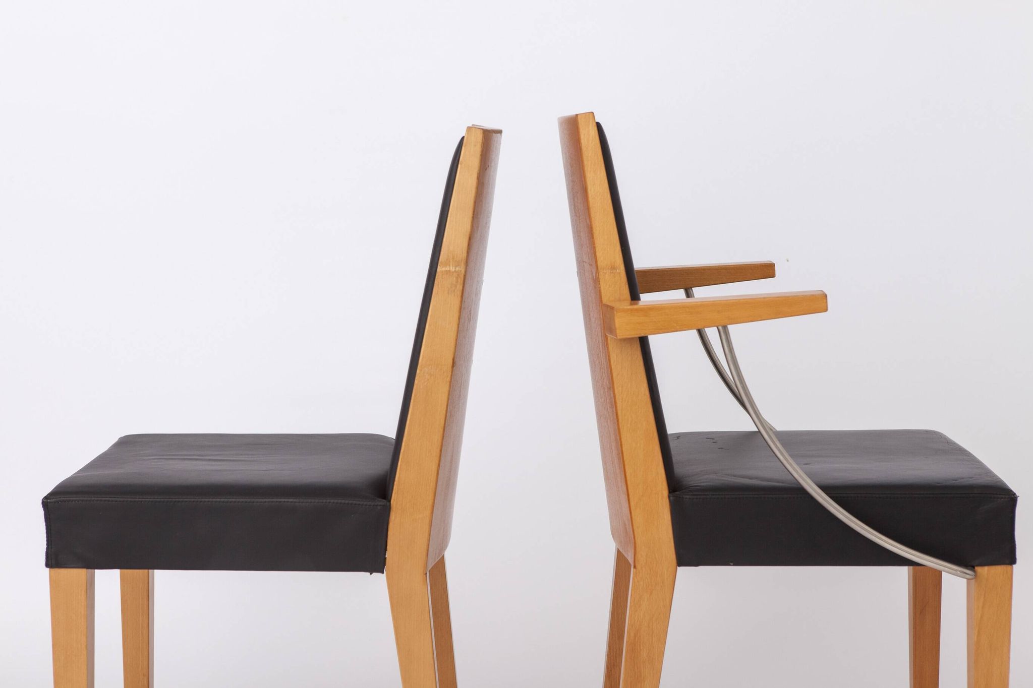 Set of 2 Inno Interior Oak Chairs, Armchair & Side Chair, Finnish 1990s