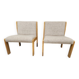 Pair of 1970s loop wool lounge chairs