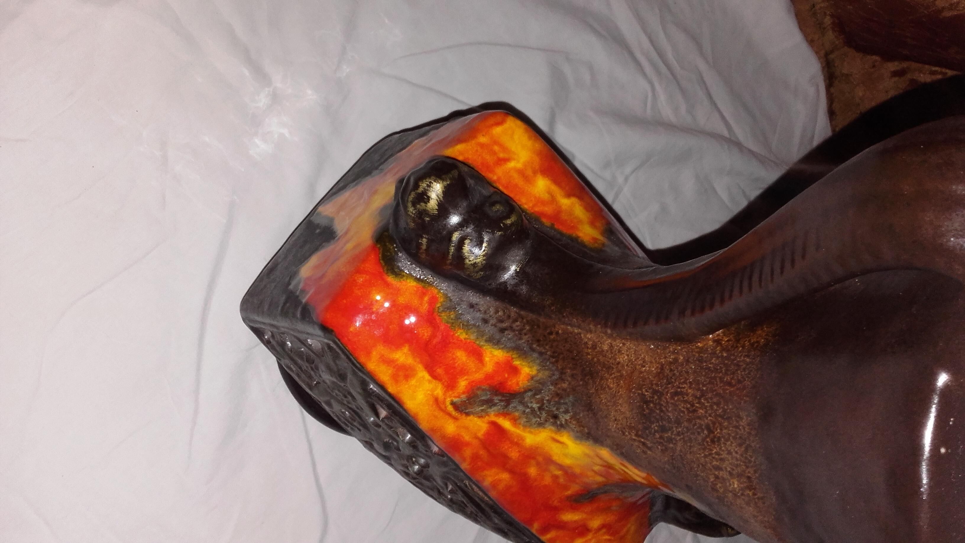 Floor lamp, vintage 70's ceramic enamel